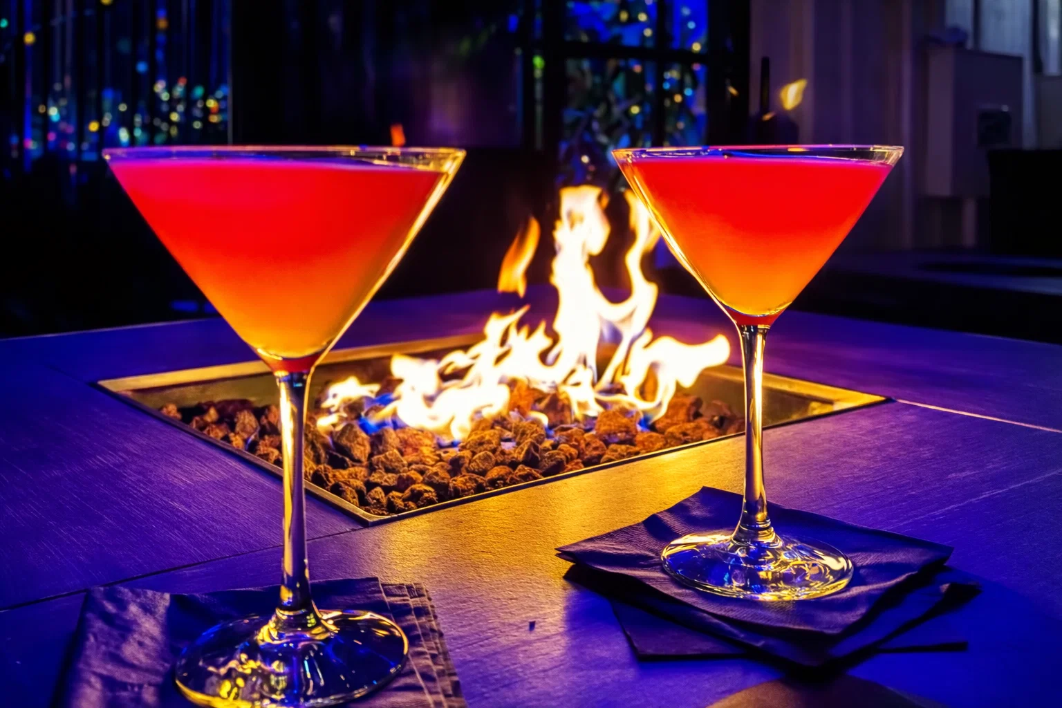 Outdoor patio seating by the fire pit at GreenHouse in New Hope, PA