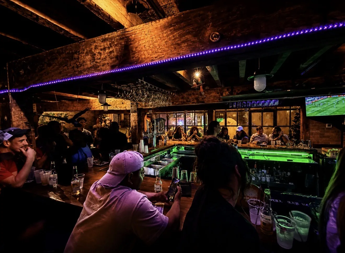 Busy indoor bar at night at GreenHouse in New Hope, PA